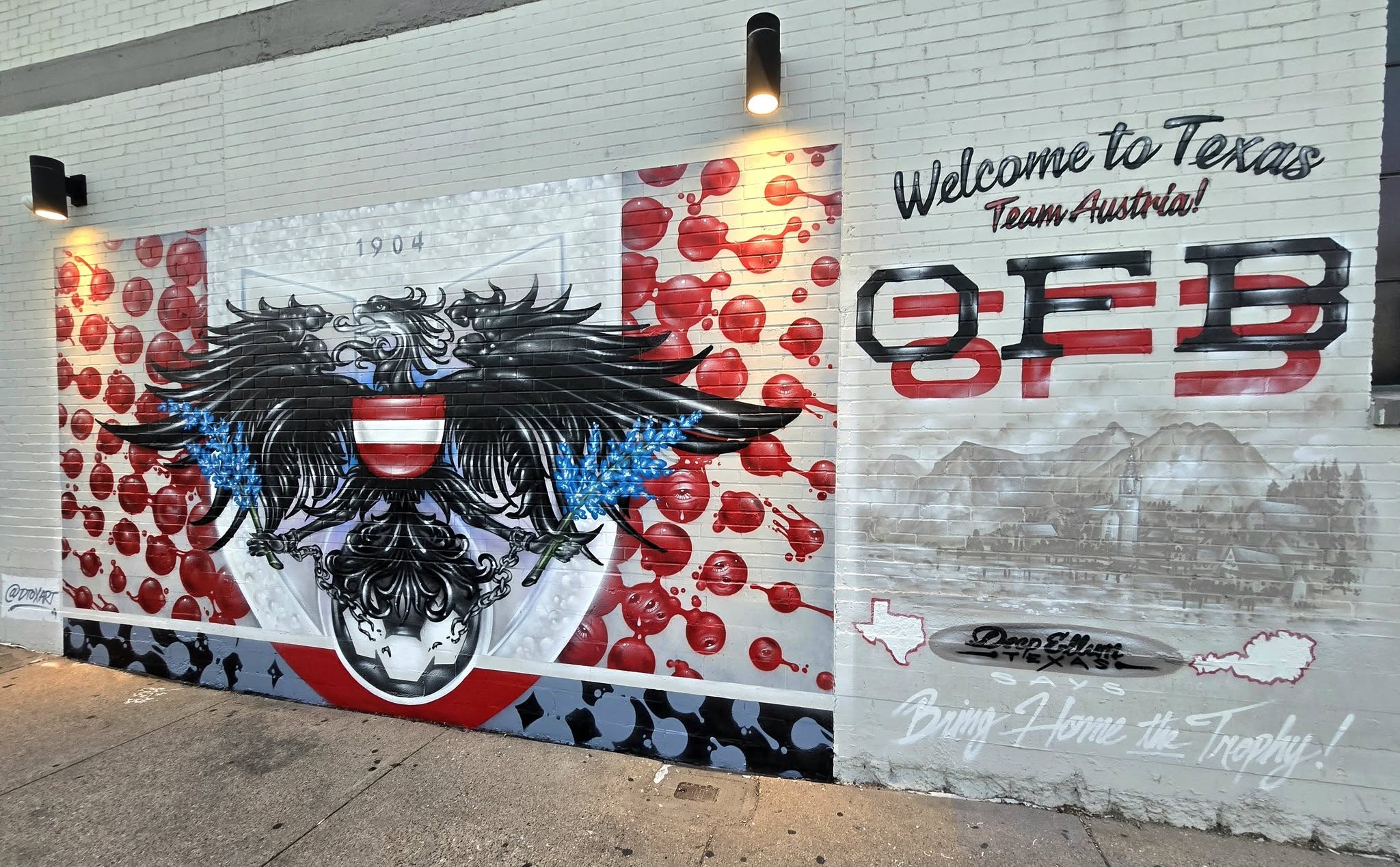 Austria mural by Jerod Davies in Deep Ellum