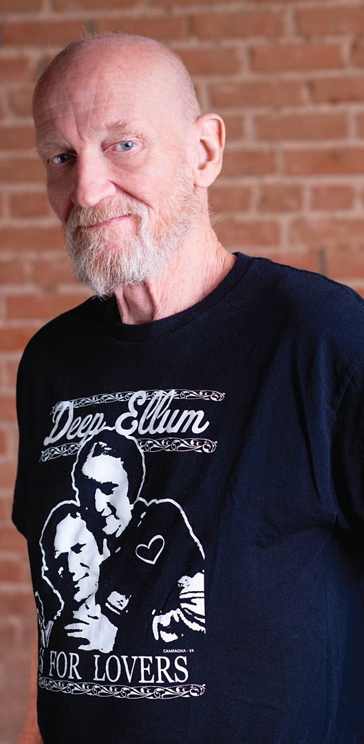 Kettle Art founder Frank Campagna wearing a Deep Ellum T-shirt.